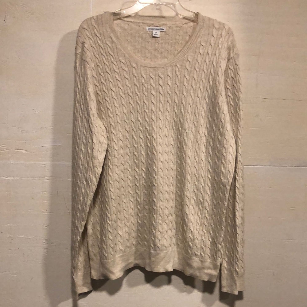 Amazon Essentials Women's XXL Lightweight Cream off white Sweater cable knit EUC